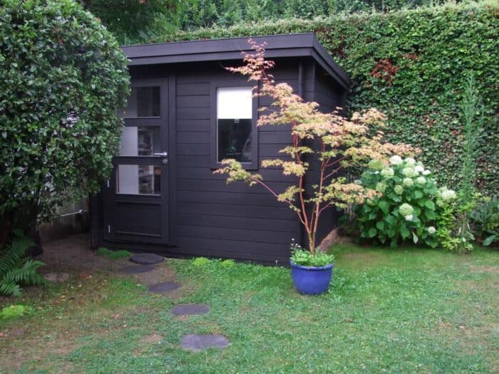 black painted outdoor shed 