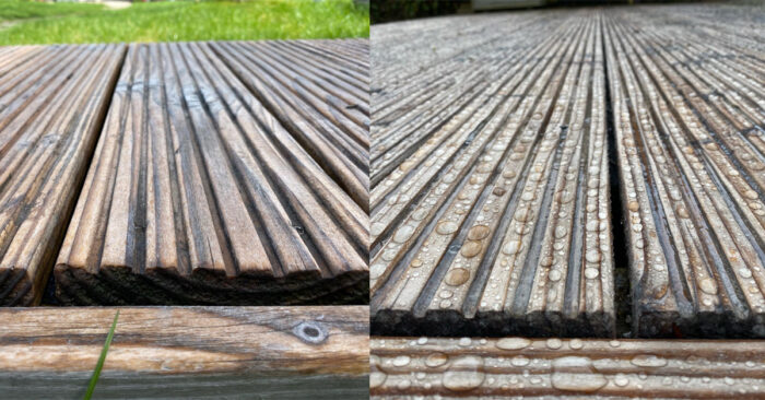 Decking witn nano coating, Water-repellent treatment for wood