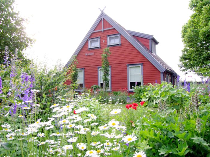 Wooden house red