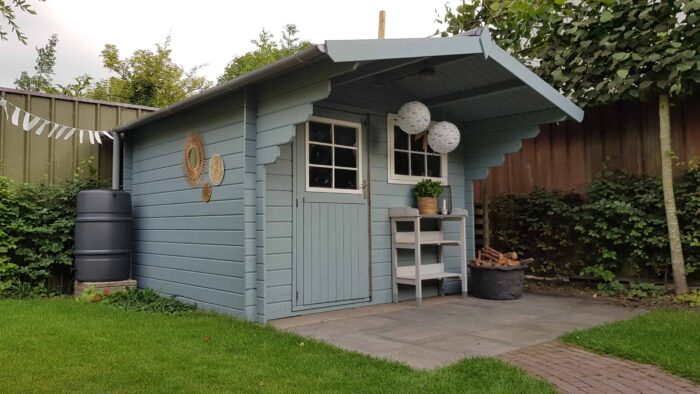 blue garden shed