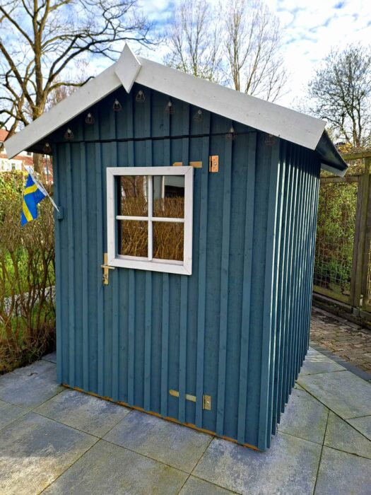 blue garden shed