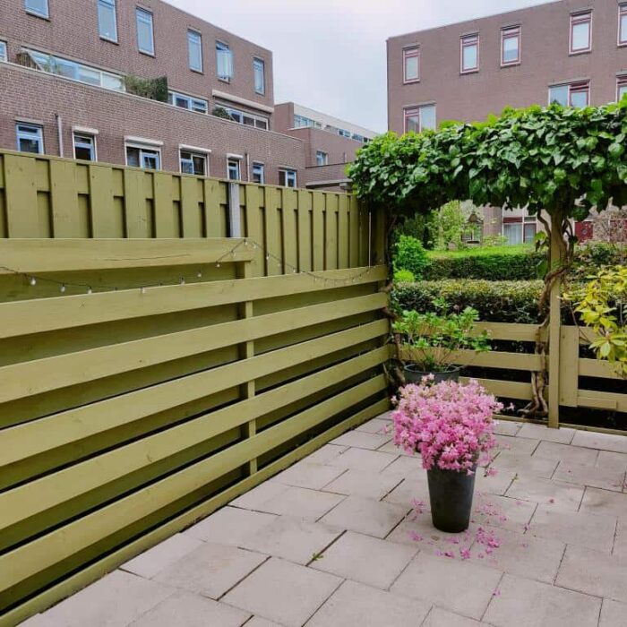 Painting wooden fence green
