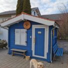 painting garden shed blue