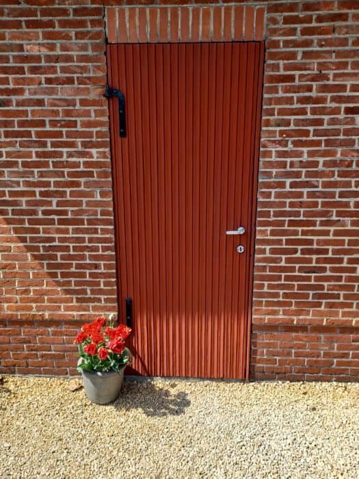 Painting spruce door red