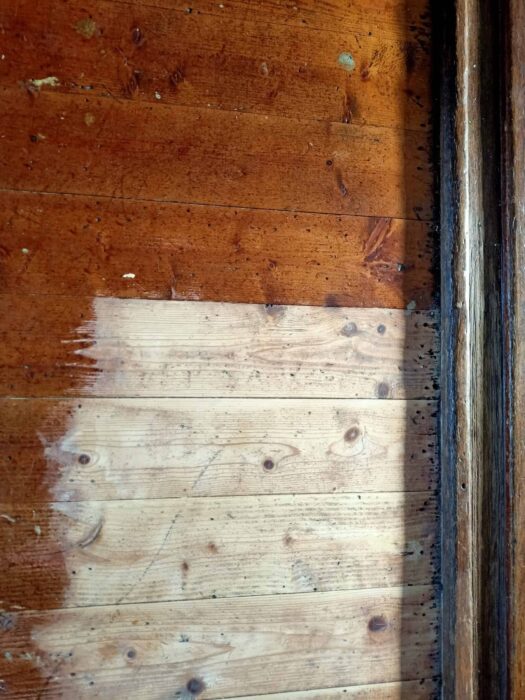 sanding a wooden floor